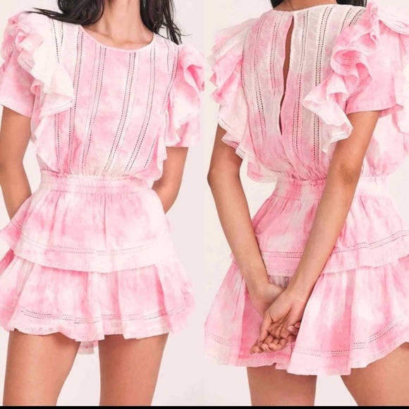 LoveShackFancy Blush Ruffle Mini Dress